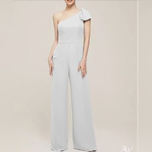 AW Basil Bridesmaid Prom Formal Occasion Wedding Guest Jumpsuit, 26, White